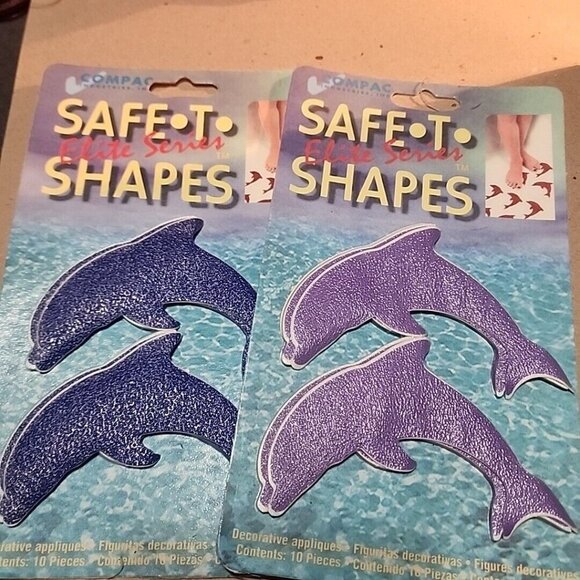 Vtg Compac Safe T Shapes Dolphins Nonslip Safety Applique Bathtub Stickers Lot 2 - Picture 1 of 6